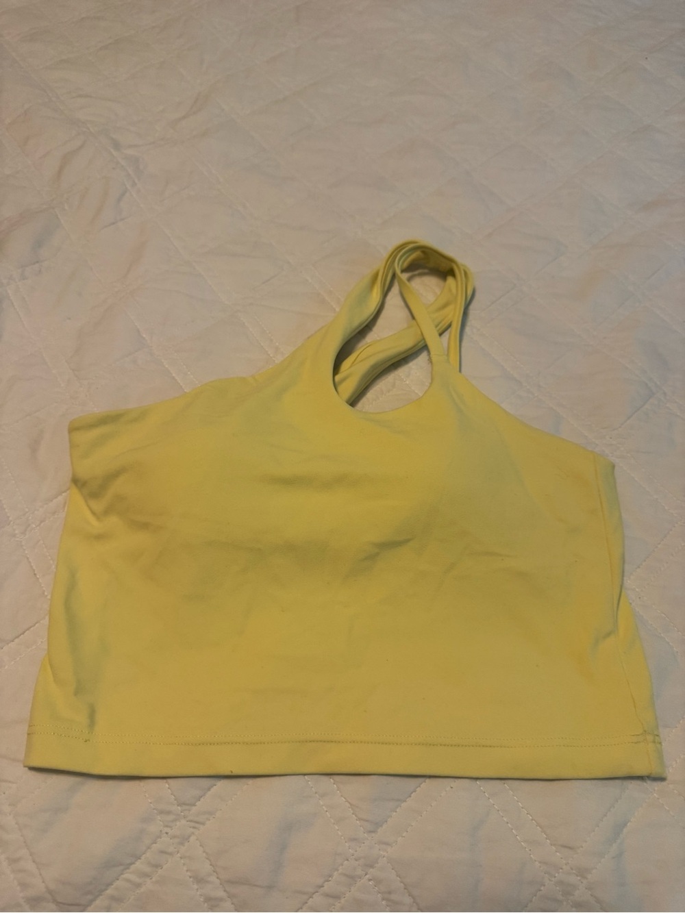 Athleta Transcend Asymmetrical Sports Bra XS in Citron